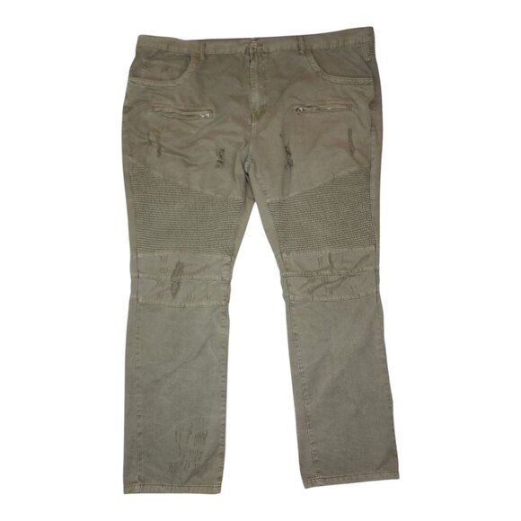 FWRD Denim & Co. Mens Jeans Size 48 Inseam 33 Distressed Cargo Pants Olive Green - Picture 13 of 13